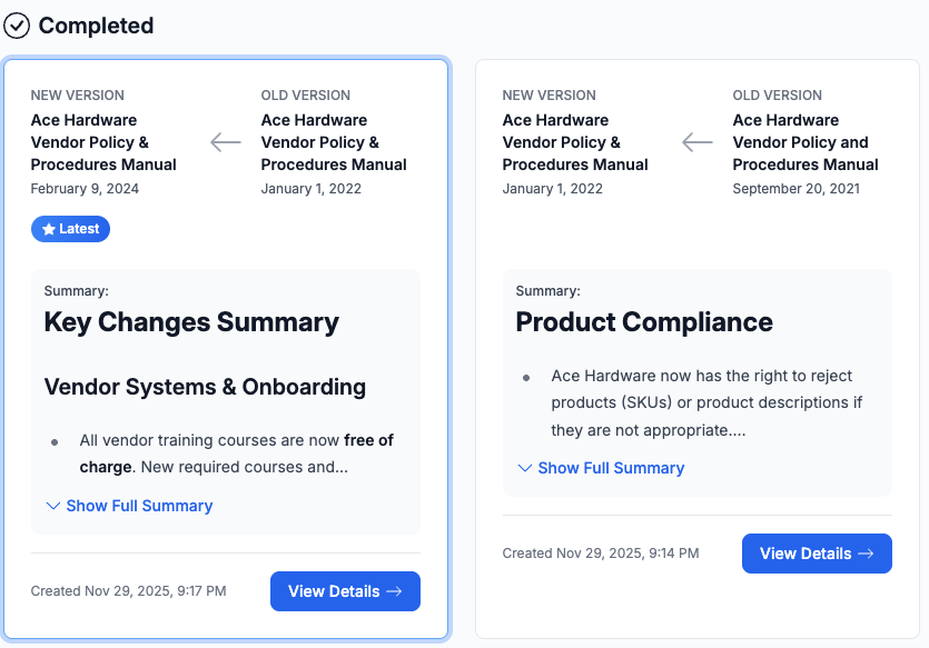 Version Comparisons - Guideline Change Detection